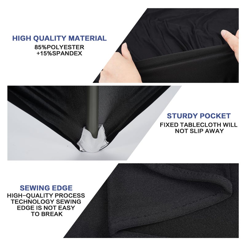 GFCC 4FT Table Black Round Stretch Tablecloth Spandex Fitted Stretchable Elastic Tablecloth - Image 3